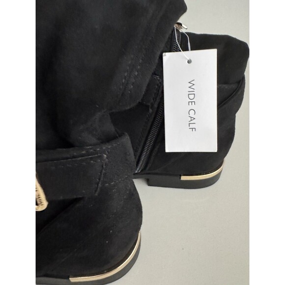 Nine West Andone Over The Knee Boots Womens Sz 8 M Black Faux suede Wide Calf - Picture 15 of 16